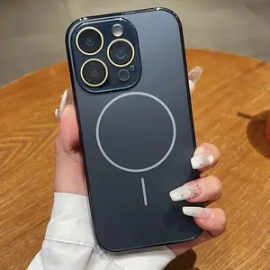 Plating For Magsafe Magnetic Wireless Charging Matte Case For iPhone 17Air 17 16 15 14 13 12 11Plus  Pro Max Glass Lens Protection Cover