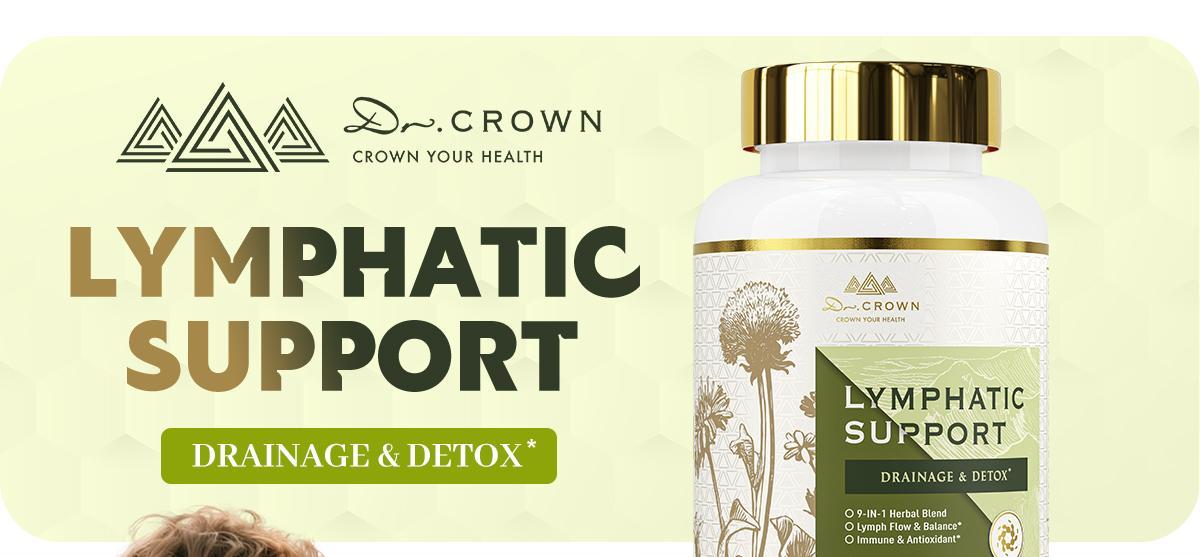 Dr. CROWN Lymphatic Drainage Supplement for Women & Men with Echinacea, Dandelion, Burdock, Cleavers & More - 120 Capsules