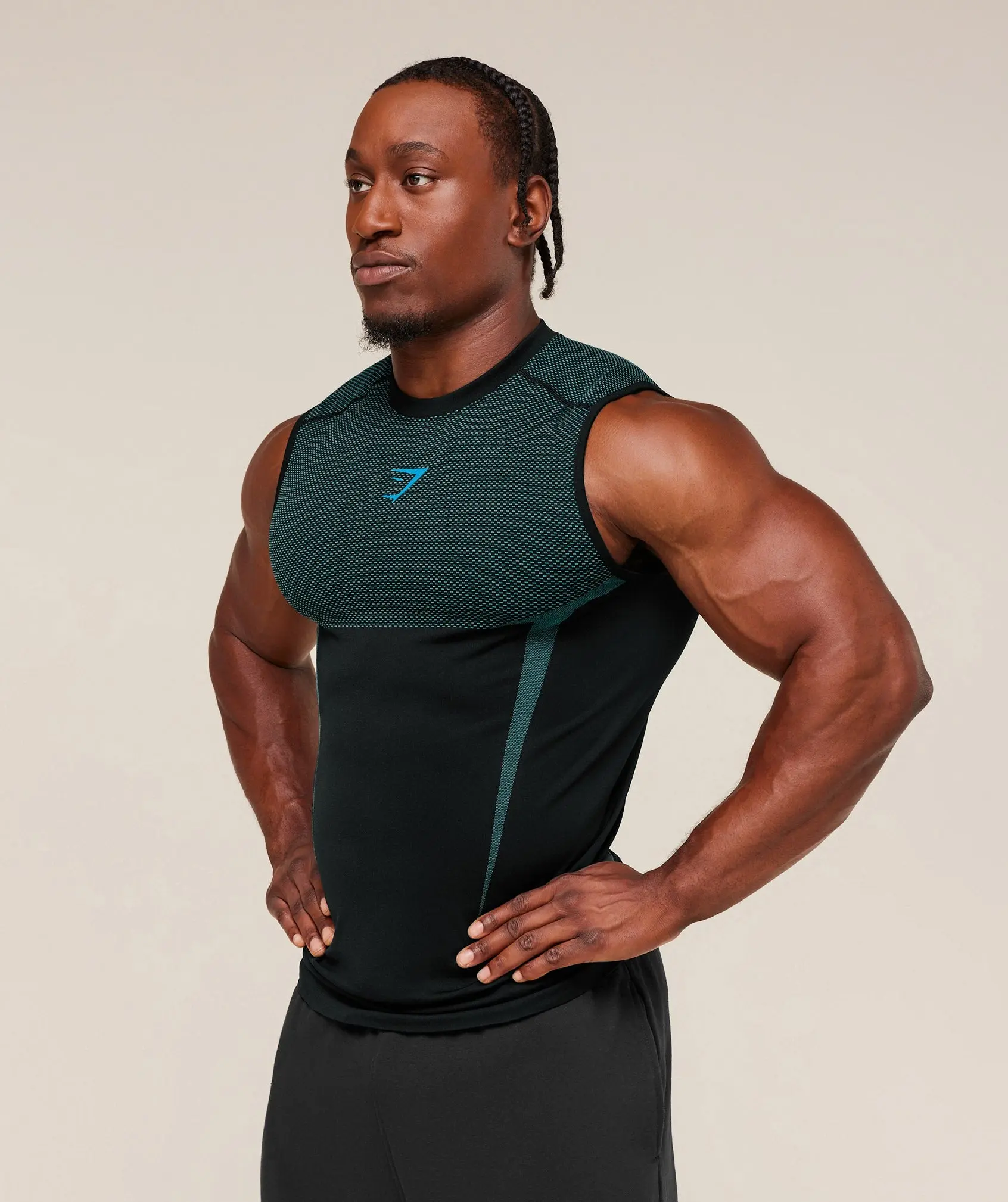 (CLEARANCE) Men's Onyx Seamless Workout Tank top, Athletic Gym Activewear, Seamless Workout Gym Shirt