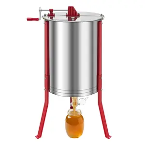 【Father's Day】VEVOR Honey Extractor, 6 Frame Manual Honey Spinner with Transparent Lid, Stainless Steel Honeycomb Drum Spinner with Height Adjustable Stand, Honeycomb Extraction Centrifuge Equipment for Beekeeping