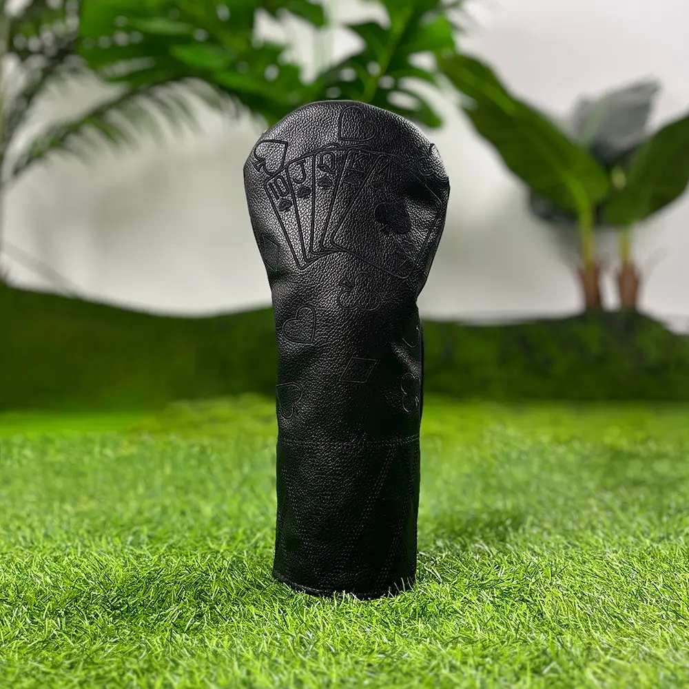 Poker Card Pattern Golf Club Head Cover, 4 Pcs Per Set Waterproof Durable Protector, Fit Driver Hybrid Fairway Wood, Golf Accessory Gear for Outdoor Golfing