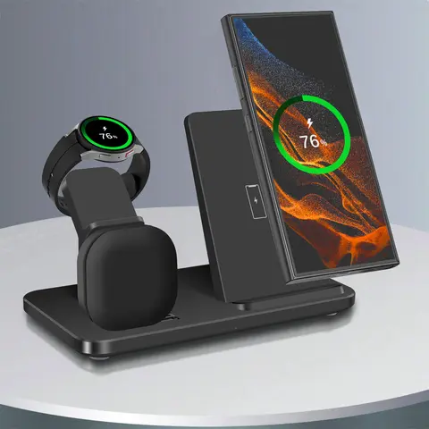 Wireless Charger for Samsung, 3 in 1 Wireless Charging Station for Samsung Galaxy S25 Ultra/S24/S23/S22/Note 20/Z Flip 6/Fold 6, Fast Charger for Samsung Galaxy Watch Ultra/7/6/5, Galaxy Buds 3/3 Pro