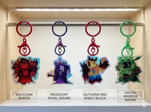 Roblox Forsaken keychain featuring legendary killer and hacker characters: 1x1x1x1, John Doe, C00lkidd, and Noli