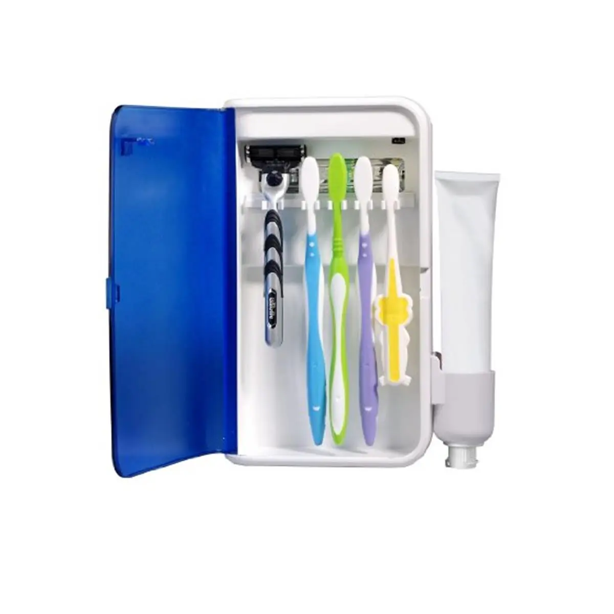 212 MAIN Ultraviolet Toothbrush Sterilizer Cleaner - AC-Powered Dustproof Toothbrush Holder, Bathroom Accessory with AC Adapter for Household Use, Dustproof Toothbrush Holders