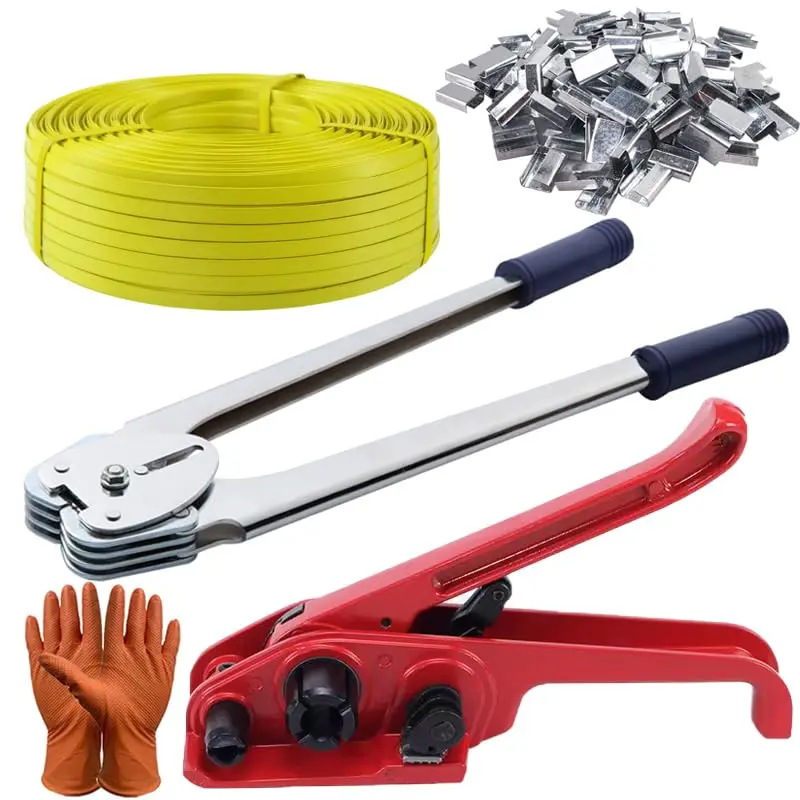 Packaging Banding Strapping Kit Tensioner Tool Sealer, Pallet Strapping Kit, 1/2" Wide x 4000" Length Poly Strapping Kit, Banding Tools for Packing Strapping