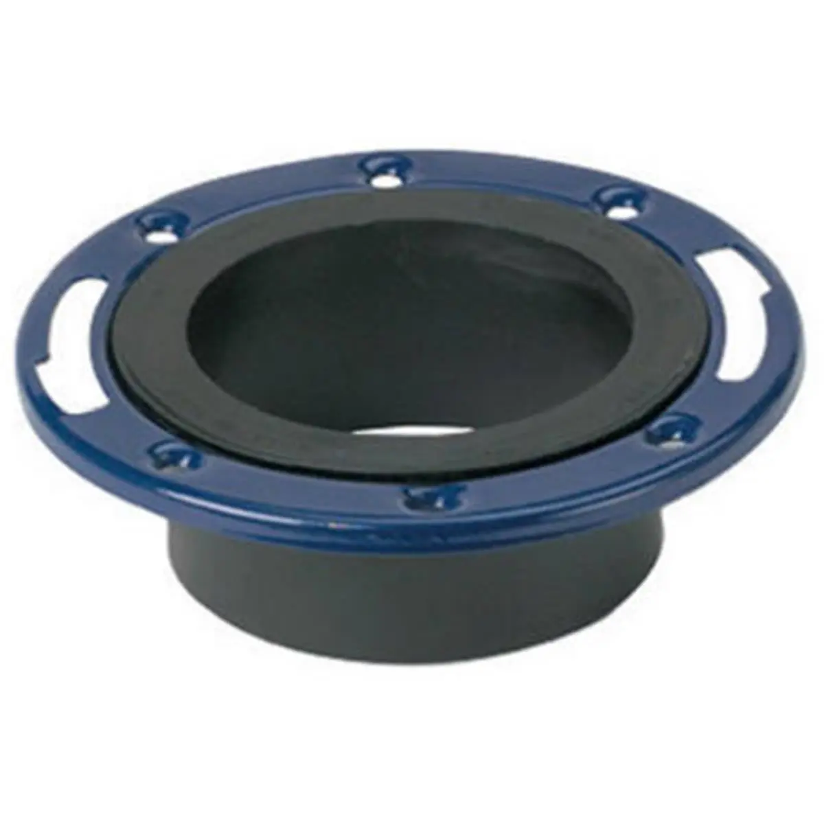 Mueller Industries 4 in. Black Bathroom Fixtures Closet Flange - Model 52229, Round Shape, Adjustable Metal Ring, 0.7 lbs, Low Chemical Resistance, Non-Pressure Drain, Single Unit, Indoor Use Waste & Vent Installation Part