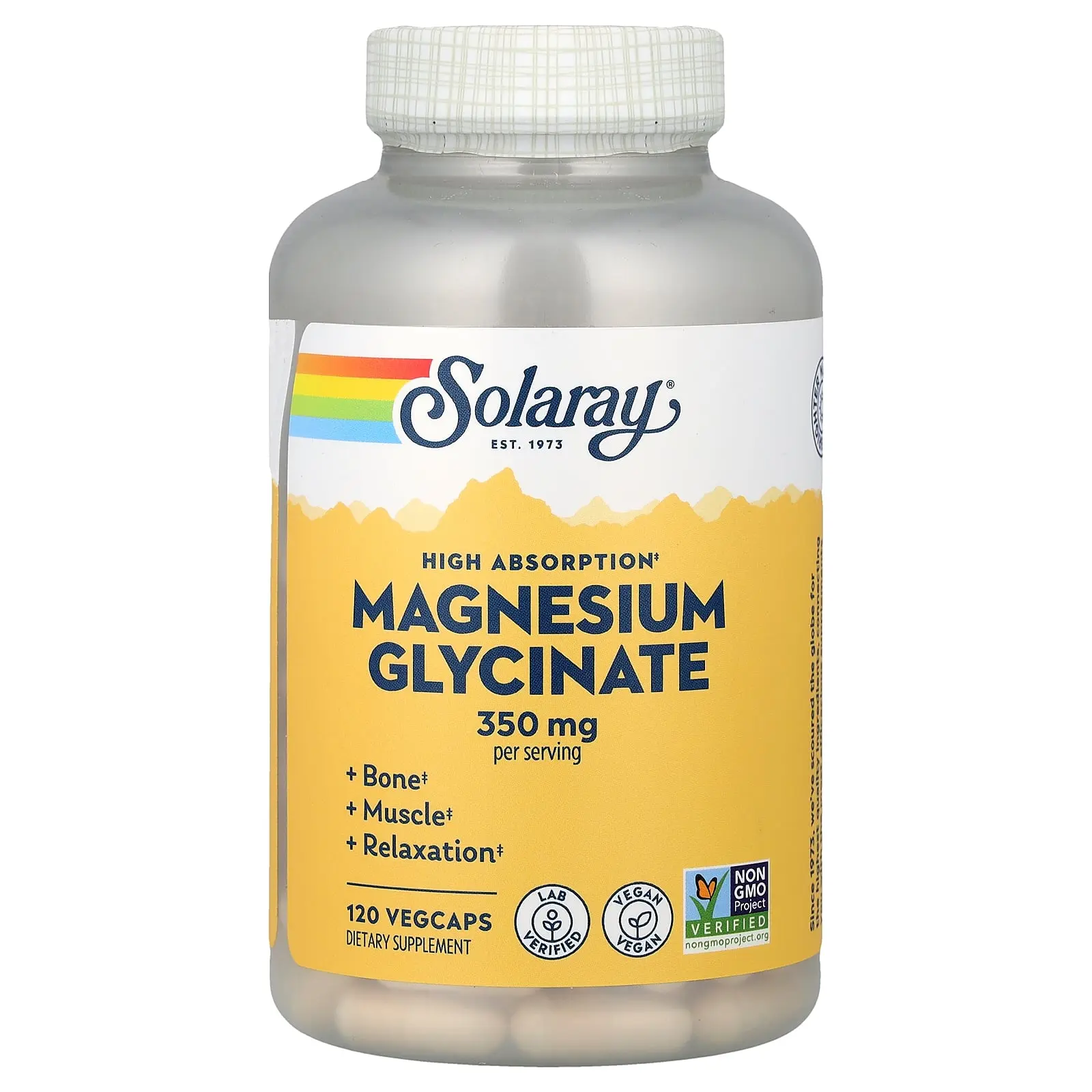 Solaray High Absorption Magnesium Glycinate, 120 VegCaps