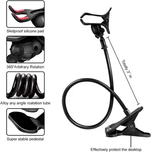 Cell Phone Holder, Clip Holder, Lazy Bracket Flexible Long Arms for All Mobile, Fit On Desktop Bed Mobile Stand for Bedroom, Office, Kitchen