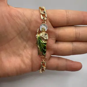 San Judas Esclava Bracelet Gold Plated Bestie Gift - Elegant Gold Plated Design with Unique Charm