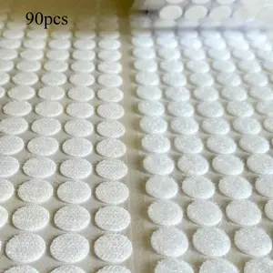 90pcs 15mm Diameter Self-Adhesive Transparent and White Hook and Loop Dots Strong Perfect Adhesive Sticker for Classroom, Office, and Home. Mother's Day Gift, Handmade