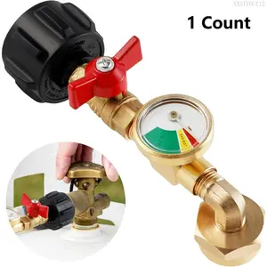 Propane Refill Adapter with Valve and Gauge, Gas Cylinder Filling Connector with Glow in the Dark Meter, Ball Valve Gas Tank Gas Connector, for Outdoor, Men Gifts, Tools & Hardware, Heavy Duty, Mini GadgetsXXSTYOUT12