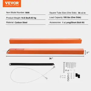 VEVOR TrailTailgate er Lift Assist,  , Max 180 lbs Load Capacity, Compatible with Open Utility Trailer Tailgate and Ramp, with 10 to 24 Inches Heights Side Rail and 4 to 6 Feet Height Tail Gate or Ramp