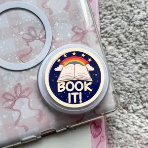 Book It Griptok, 80s Retro Style, Fun Nostalgia, Funny Meme Phone Grip, Gift For E-Readers pop socket sticky magnetic mount