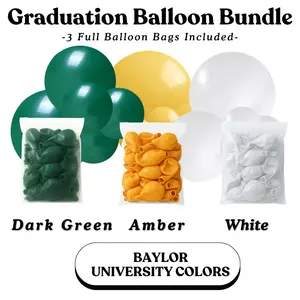 Graduation Balloon Bundle -  Baylor University Colors I Dark Green, Amber, White
