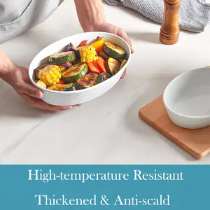 Ceramic 2pcs Oval Baking Dishes Set - High-temperature Resistant, Thickened, Anti-scald, 10-Inch Oven & Microwave Safe Dishes for Pasta, Cheese, and Baking