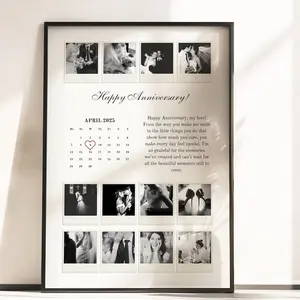 Custom Polaroid Style Photo Collage Template, Personalized 1st Wedding Anniversary Photo Keepsake, One Year Anniversary Gift for Couples