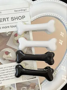 4pcs Cute Dog Bone and Crocodile Hair Clips, Versatile Side Bangs Hair Clamps, Party and Holiday Accessories, School Supplies, Fun Hair Accessories, Clips For Hair, Decorative Hair Clips, Barrettes Hair Clips