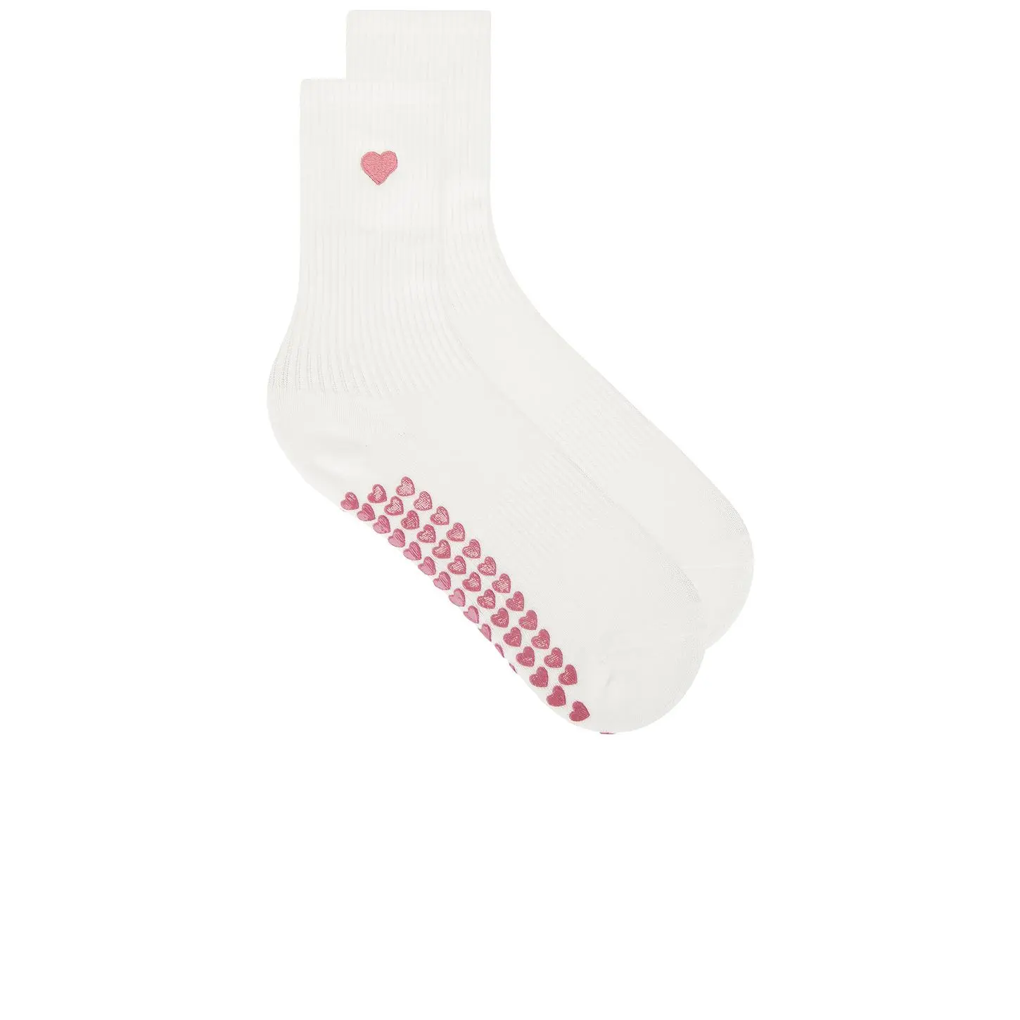 WellBeing + BeingWell Breathe Grip Sock in White & Berry