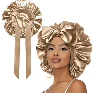 2026 new model Satin Bonnet for Sleeping Double Layer Satin Lined Hair Bonnet with Tie Band Bonnets for Women Natural Curly Hair Haircare