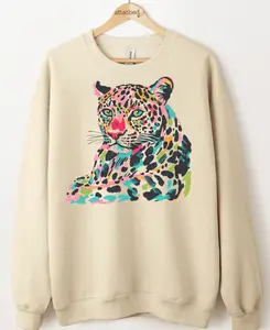 Colorful Leopard Graphic Top