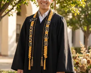 Class of 2026 Graduation Cord - Braided Ribbon Lei with Flowers, Personalized Senior Night Gift, Festive Graduation Keepsake