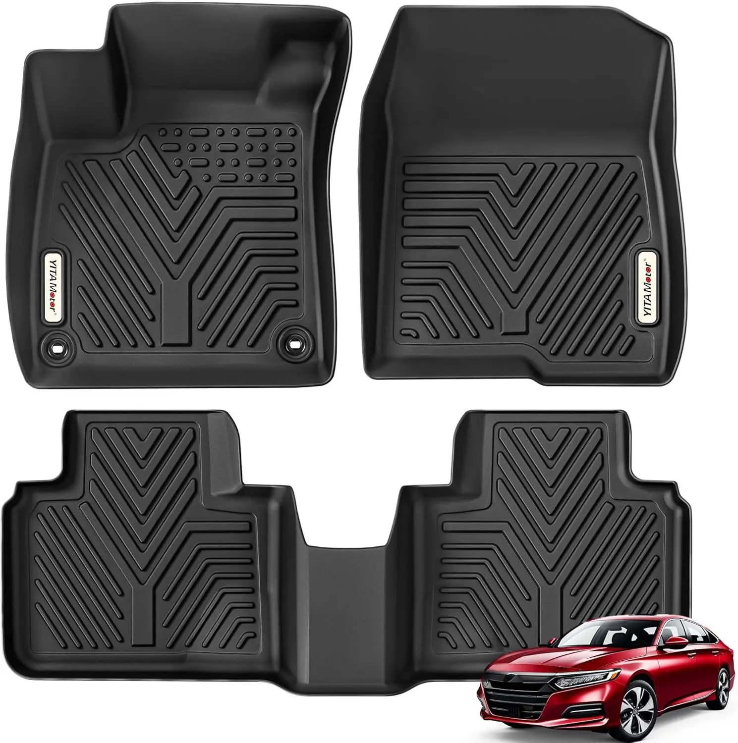 TPE Floor Mats fits 2018-2022 Honda Accord - 2, All Weather, Waterproof