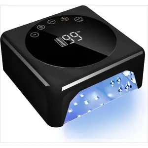 Cordless LED Nail Lamp, 78W Rechargeable UV Nail Light, Intelligent Infrared Sensor and LCD Display Curing Nail Lamp, Portable Nail Dryer Gel Polish Light with 5 Timer Setting Black