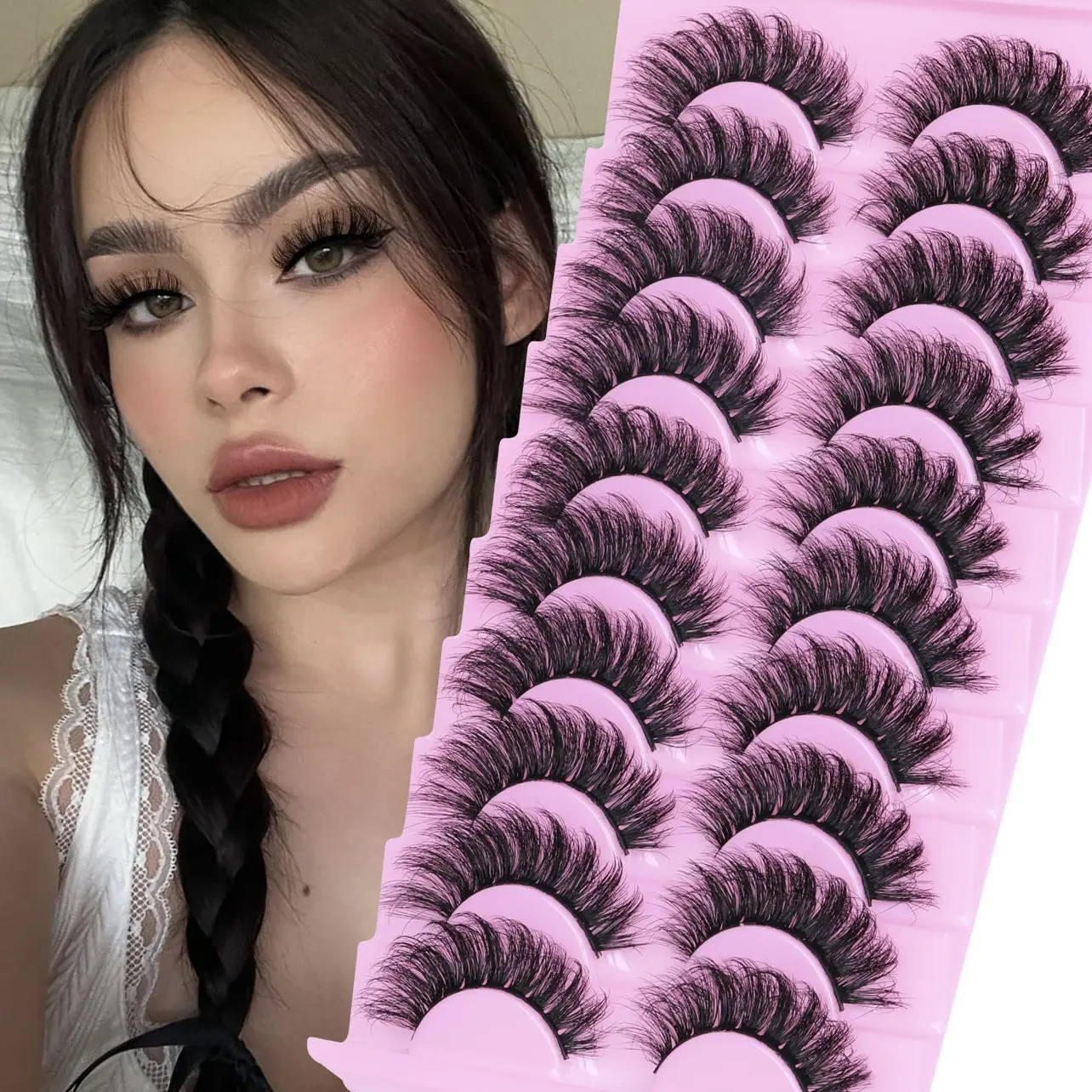 Fluffy Cat Eye False Eyelashes Natural Wispy Strip Lashes Daily Beauty Makeup Cosmetic Products Convenient Pack