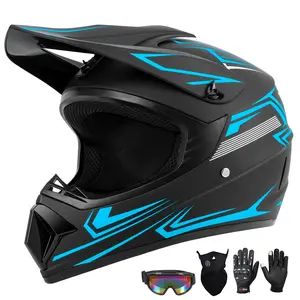 Spark Youth & Adult Motocross Helmet - DOT Approved, Adult Off-Road ATV Dirt Bike BMX Full Face Helmet w/ Goggles, Gloves & Mask