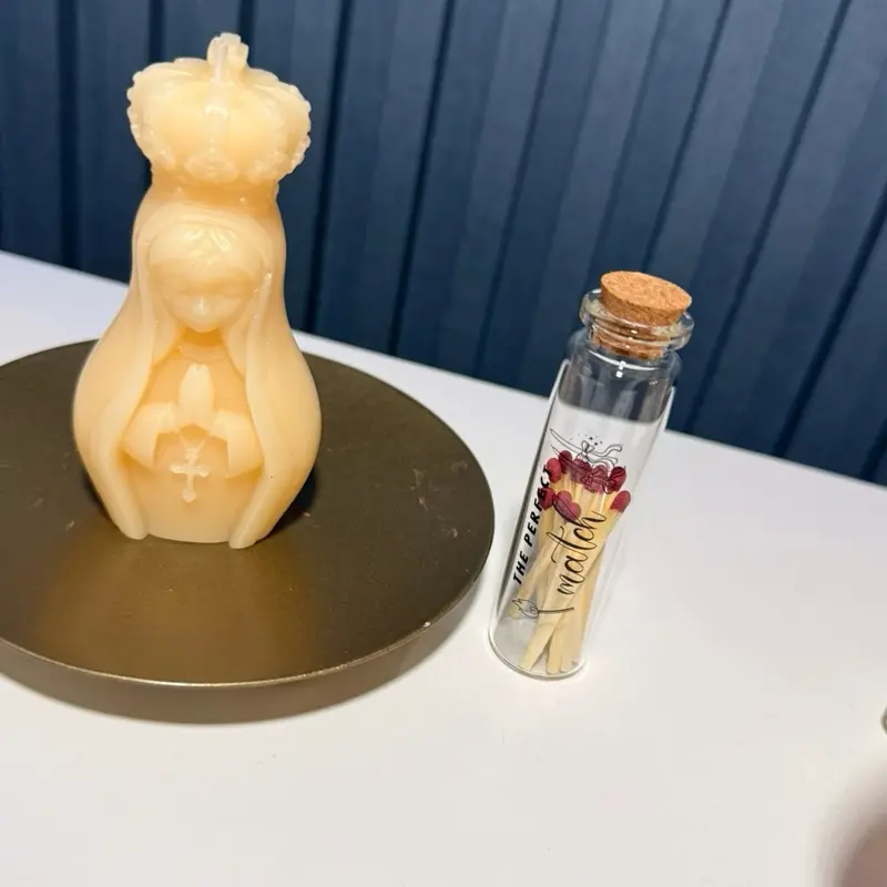 Handmade Crowned Virgin Mary Decor Candle
