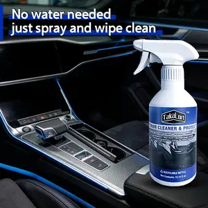 Car Interior Cleaner & Protectant, 16 oz Spray – Cleans and protects dashboard, leather, plastic, and trim; adjustable spray nozzle design; includes cleaning cloth and stain remover sponge (1 pack)