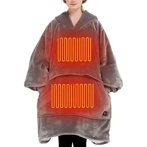 Heated Electric Wearable Blanket Throw  Operated Portable USB Cordless Outdoor Hoodie Sweatshirt