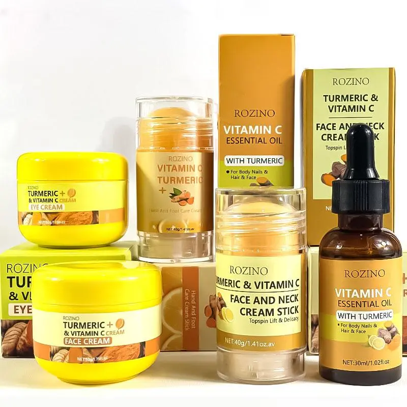 Vitamin C Skin Care Kit, 5 Counts/set Face & Eye & Hand & Foot Cream, Moisturizing Skin Care Kit for Women & Men Daily Use, Hydrating, Skin Care Sets, Turmeric Glow Set, Hydration Care Set, Moisture Glow Bundle
