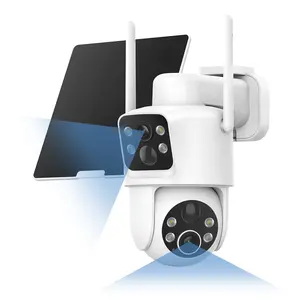 [Summervibes] Dual Lens Solar Security Cameras Wireless Outdoor, 2K Full HD Video, 360° View Pan/Tilt Home Security Camera with Color Night Vision, Easy to Install, PIR Alarm, 2.4GHz WiFi outdoorfun