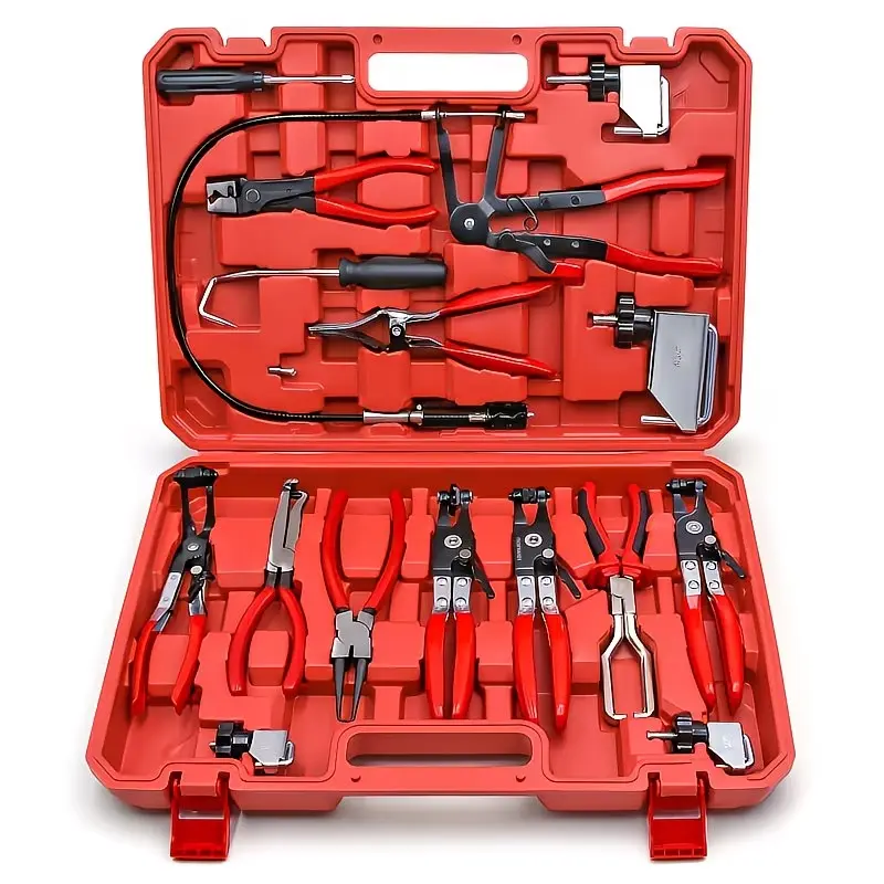 【DealsForYouDays】Nanwei 16pcs Hose Clamp Pliers Set, Long Handle Hose Clamp Tool Remover, Suitable for Water Pipes and Automotive Coolant Radiators, Hose Clamp Removal and Installation Tool Kit, Hose Clamp Kit, Radiator Hose Clamp Pliers,