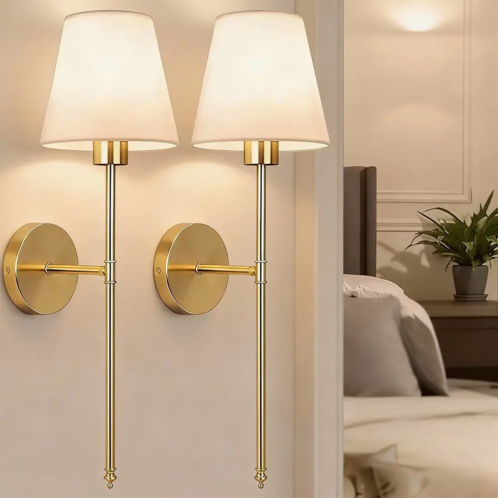 2-Pack Vintage Fabric Wall Lights, Indoor Wall Light, Battery-Powered, Rechargeable with 1200mah RGB Dimmable Bulb, Adjustable Brightness, Ideal for Bedroom and Living Room, Home Decor Lighting, Decorative Lights