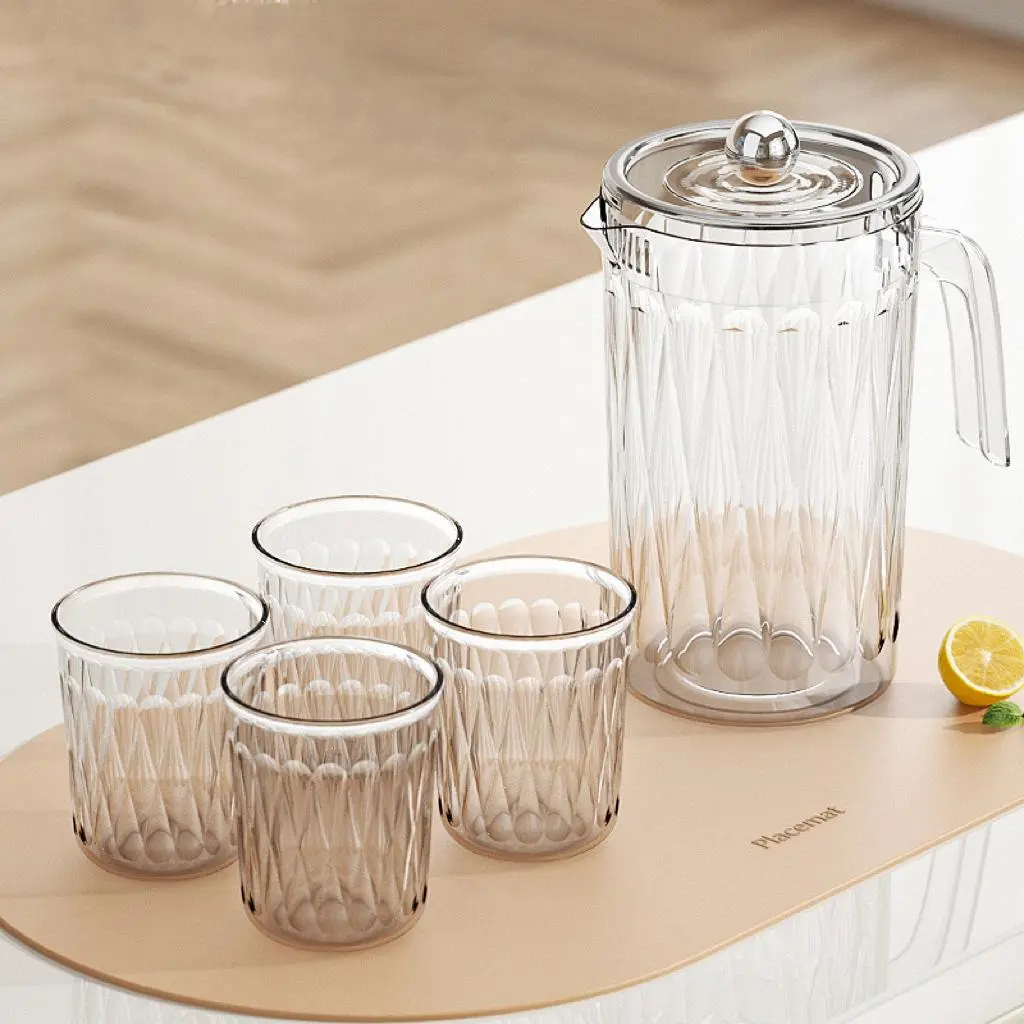 Style Ice Water Bottle Set, Iced Tea Pitcher, Cold Water Pitcher, Thickened as Material, High Temperature Resistant Large Capacity, Home & Commercial Use