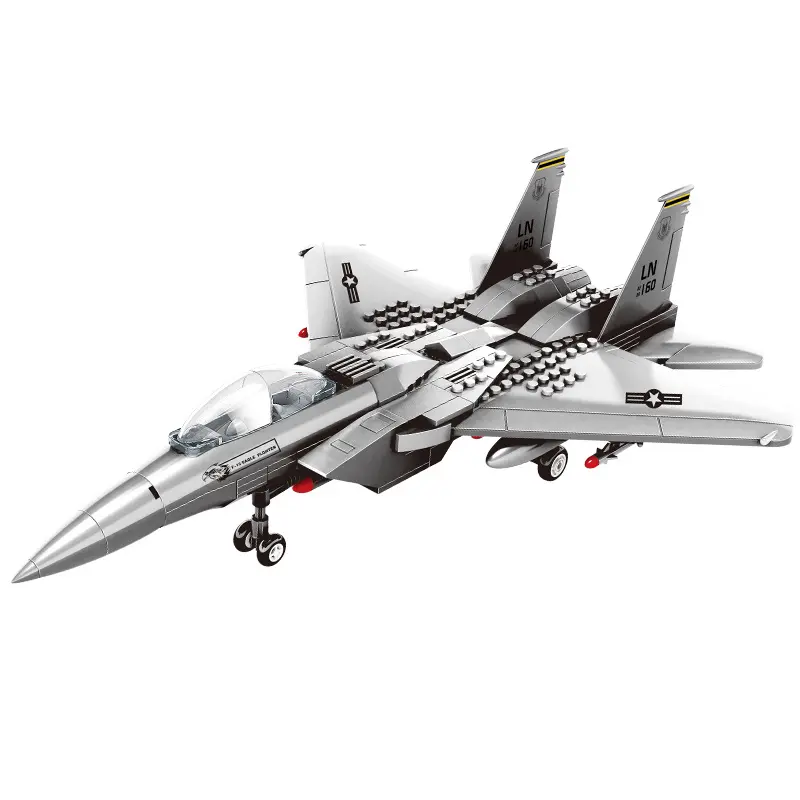 F15 Eagle Fighter Jet Building Block Display Toy, Model Building Kits, Mixed Colors, Abs Material, Perfect for Living Room Decor, New Home Birthday Gift, Ages 12+