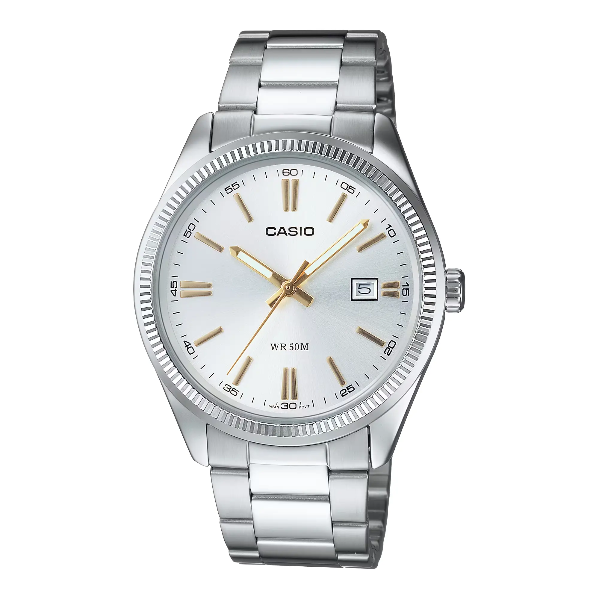 Casio Men’s Silver Analog Watch with White Dial Steel Bracelet - MTP-1302D-7A2V