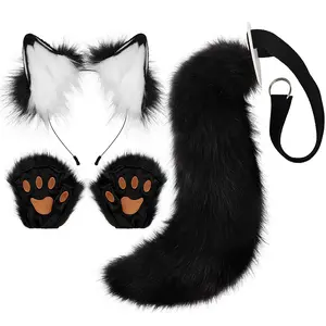 [Double the cuteness] Gray fur animal ears and tail costume set | A must-have for Halloween/Christmas costumes, exclusive outfit for cute girls