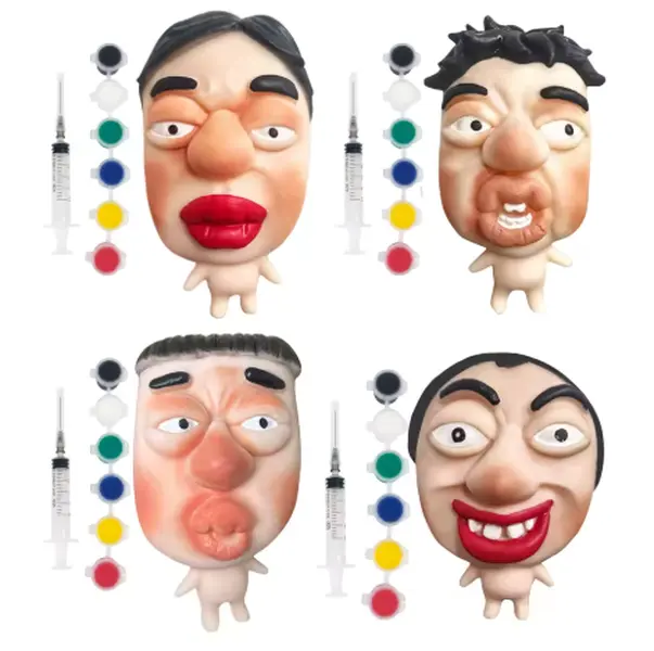 Refillable Pimple Popper Toy Set - Ultra Soft Cute Face Design with TPR Material, Sensory Cream - DIY Pimple Mix, Fidget Toys, Sensory Products for Stress Relief - ADHD Fidgets, Mental Health Gifts (Portable)