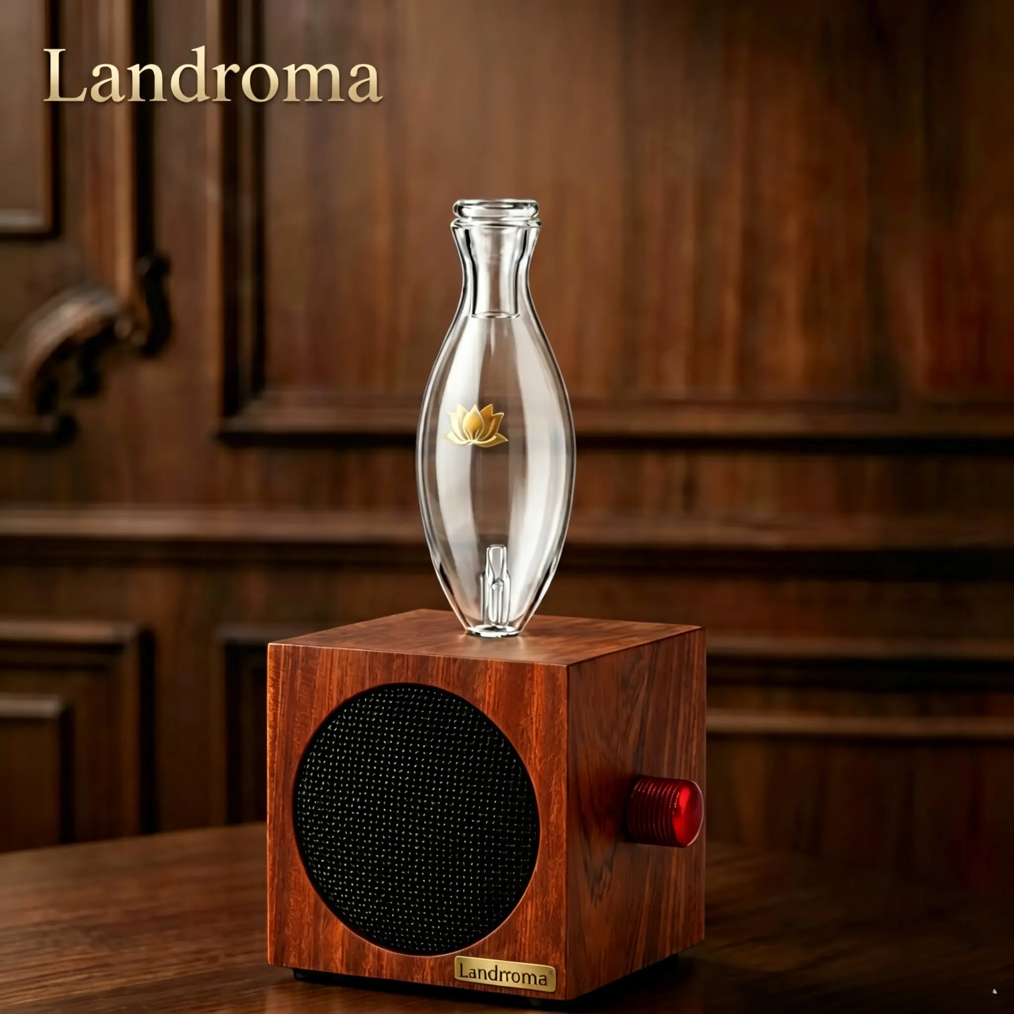 Landroma Two-Fluid Home Aroma Diffuser – Square High-End  Sapele Wood, Ambient Light & Bluetooth Speaker, Essential Oil Diffuser  RX410