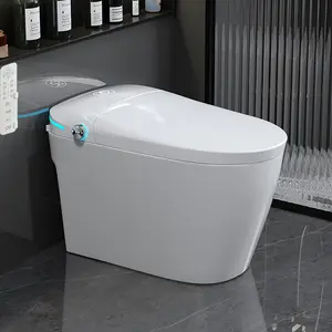 Smart Bidet Toilet with Foot Sensor, Streamlined Tankless Design, Fahrenheit LED Display, Auto Flush and Heated Seat. Advanced Bidet Toilet with Warm Water Wash and Dryer, Quiet-Close Seat