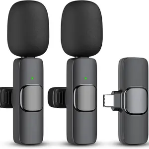 Wireless Lavalier Microphone, USB Rechargeable Wireless Microphone, Noise Cancelling Microphone for Video Recording, Podcasting, Vlog, Live Streaming, Audio, Noise Reduction Mic