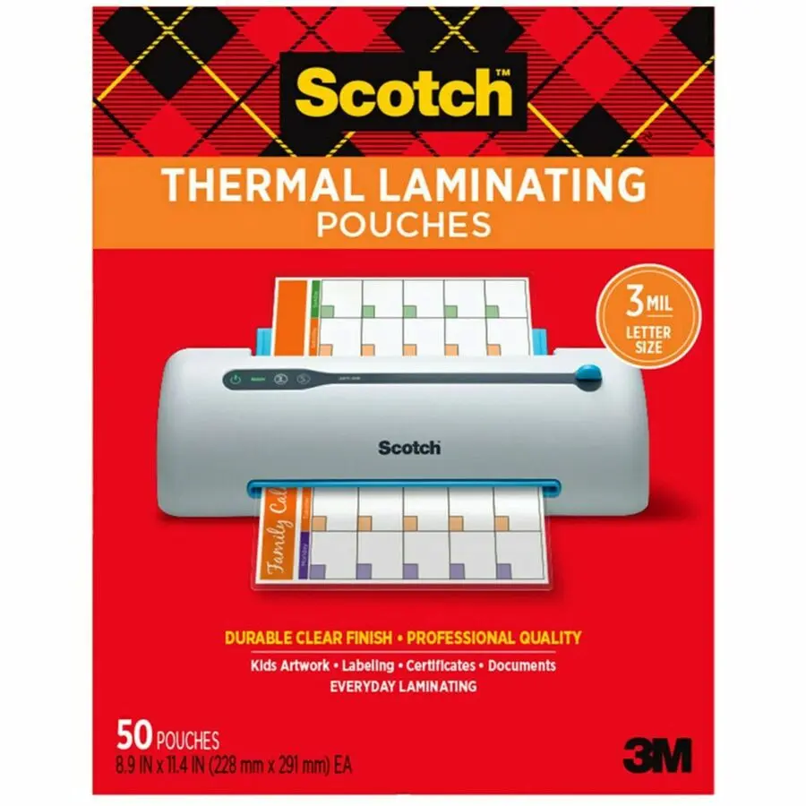 3M Scotch Thermal Laminating Pouches, Letter Size - 50 Pack, Protects Docs