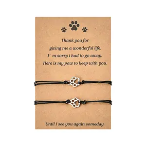 OIDEA Pet Memorial Bracelet Set 2Pcs Adjustable Paw Print Sympathy Jewelry for Dog Cat Lovers summerwins,summerwins