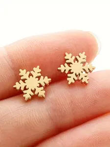 1/20 Pairs Trendy Earings Jewelry Small Stainless Steel Snowflake Stud Earrings for Women Christmas Ear Piercing