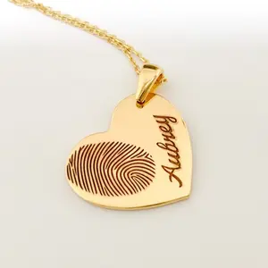 AS200 Personalized Fingerprint Necklace, Handwriting Necklace, Personalized Fingerprint Jewelry, Dainty Gold Necklace, Cremation Jewelry