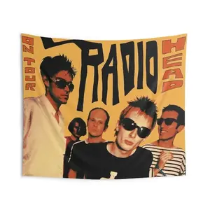 Vintage Band On Tour 1994 Light Linen-Cotton Print Indoor Wall Tapestry, Customizable Size Home Decor