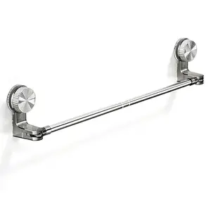 1pcs Suction Cup Extendable Towel Rod, Strong Suction Cup, Rotatable Corner Towel Rack, No Drilling Bathroom Storage, Space-Saving Design, Easy Installation